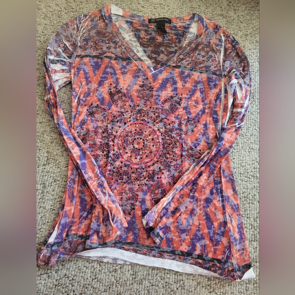 INC Women's Multicolor V-Neck Top